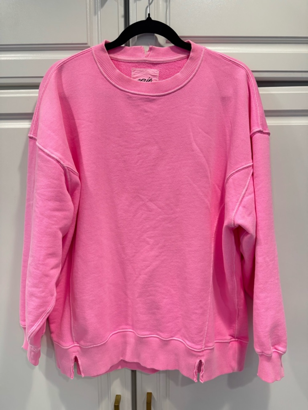Aerie The Chill Oversized Crewneck sweatshirt, medium pink burst - Picture 3 of 6
